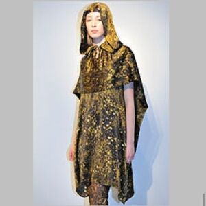 Christian Wijnants Florette 100% Silk Cape Dress flower meadow sunset 34/ US 4